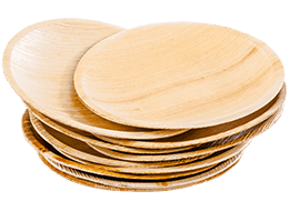 Eco-friendly areca palm leaf plates from True Nature Wares, showcasing sustainable and biodegradable tableware options in Singapore.