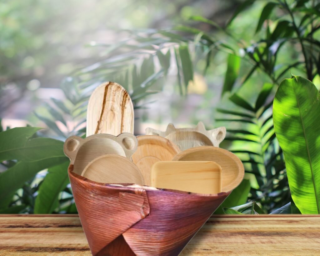 True Nature Wares “What we offer” display of eco-friendly tableware and services